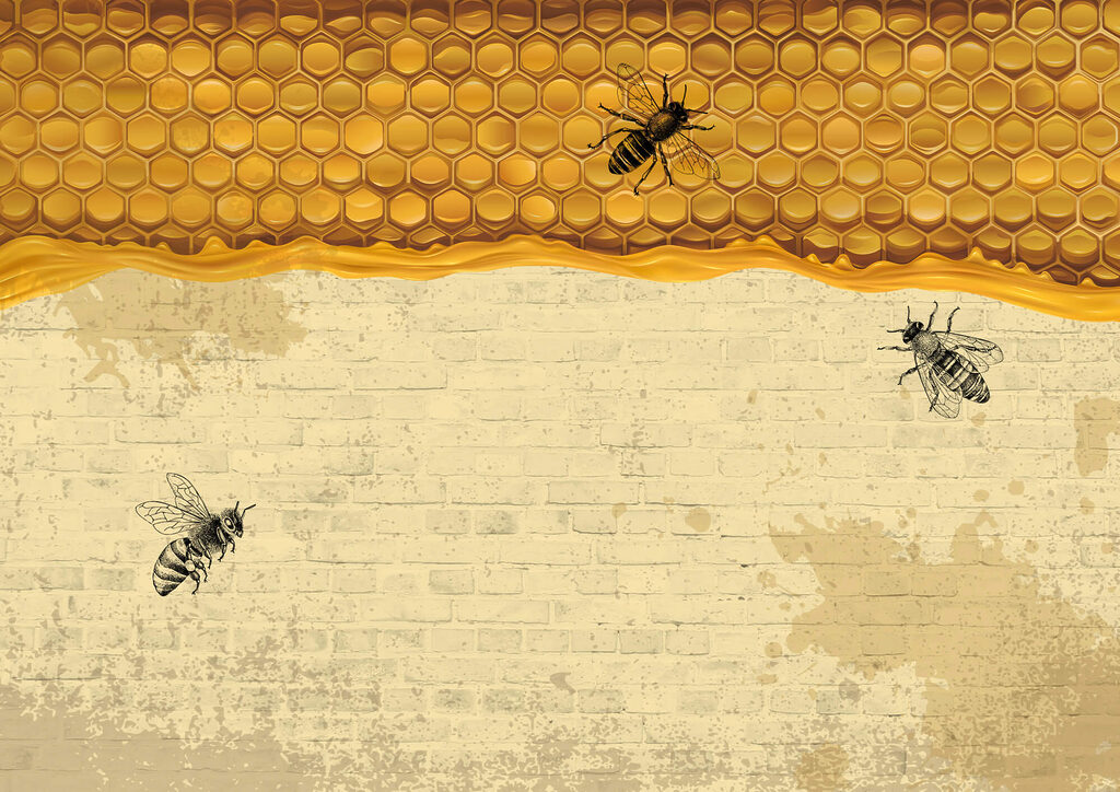 Abejas en un muro de ladrillo Abejas en un muro de ladrillo