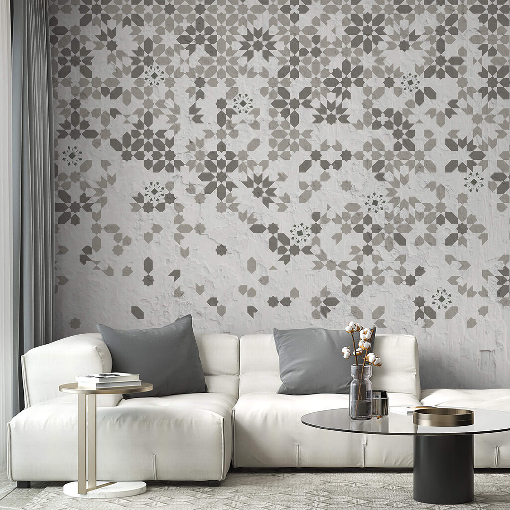 Pared con muchos motivos diferentes