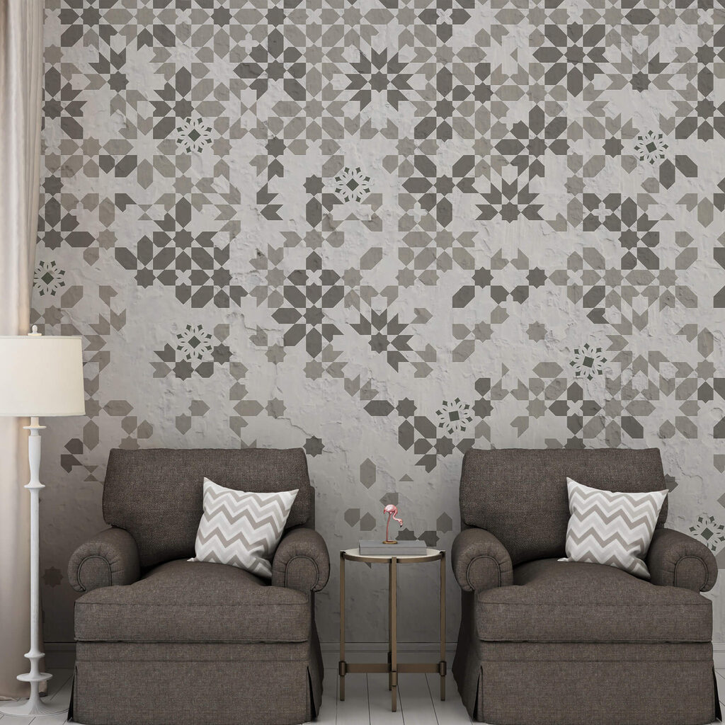 Pared con muchos motivos diferentes