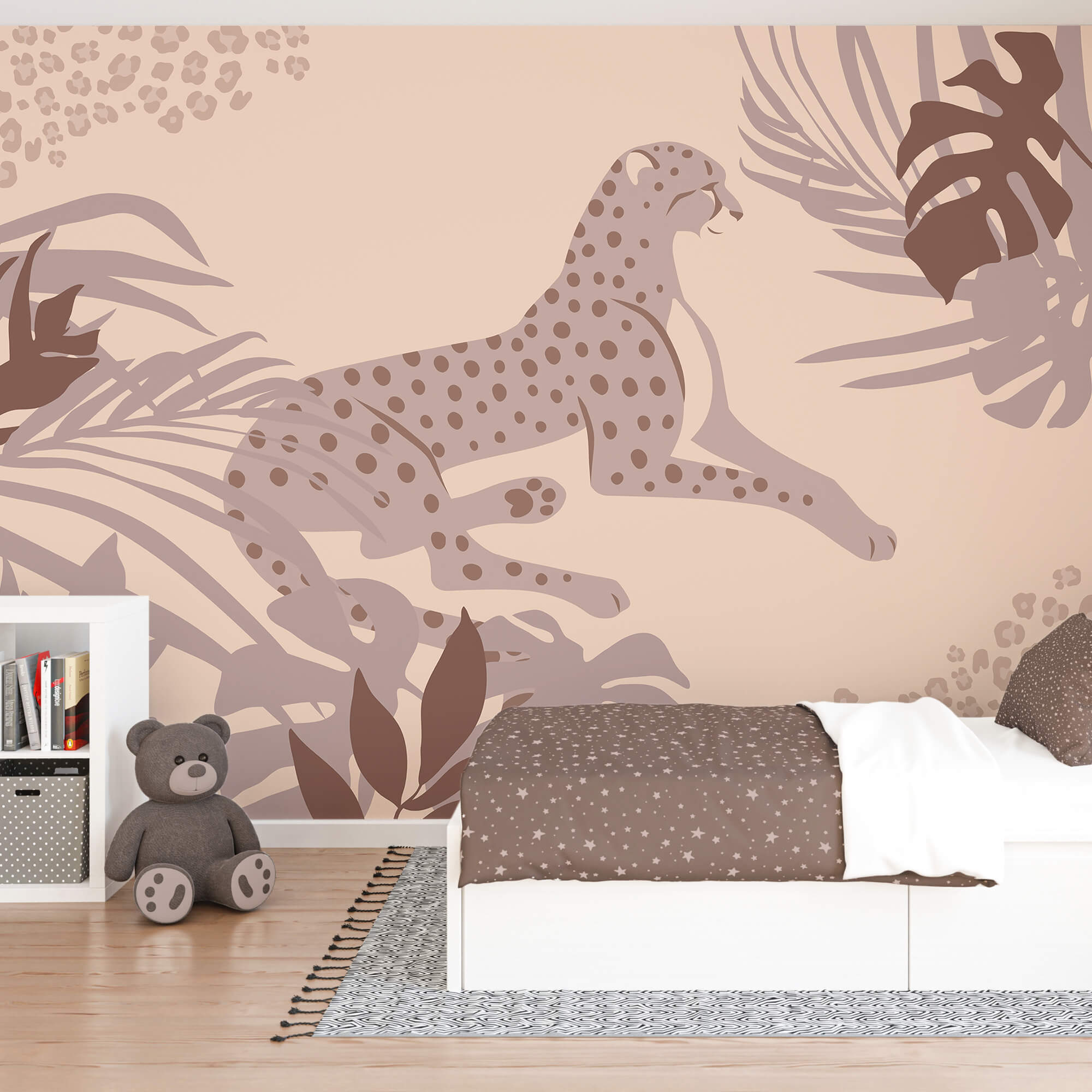 Guepardo tumbado con plantas Guepardo tumbado con plantas