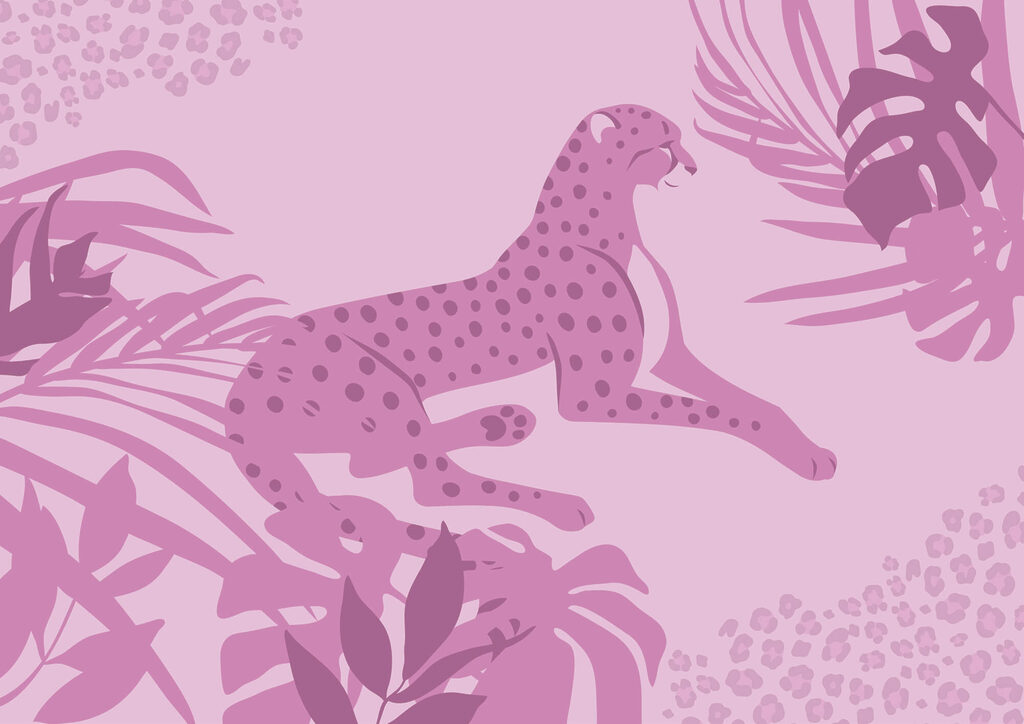 Guepardo morado con manchas rosas Guepardo morado con manchas rosas