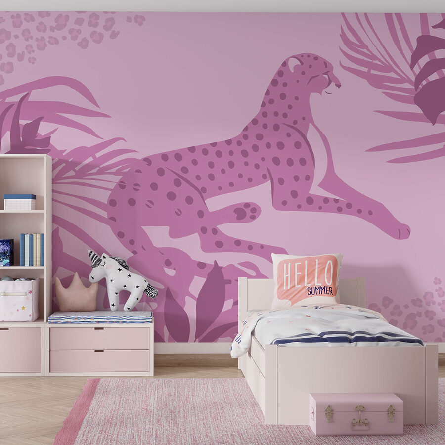 Guepardo morado con manchas rosas