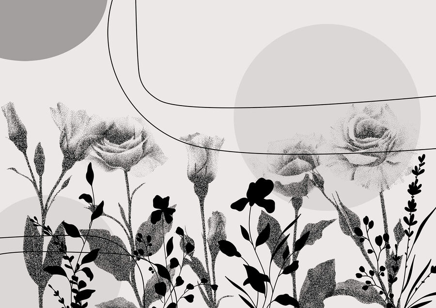 Imagen de flores en blanco y negro
