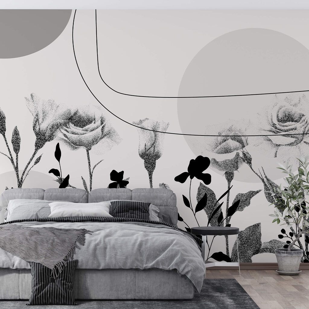 Imagen de flores en blanco y negro