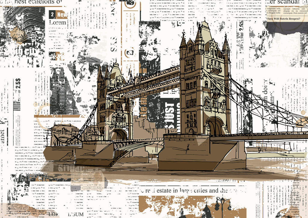 Dibujo de un puente sobre un río Dibujo de un puente sobre un río