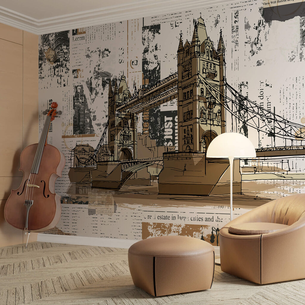 Dibujo de un puente sobre un río