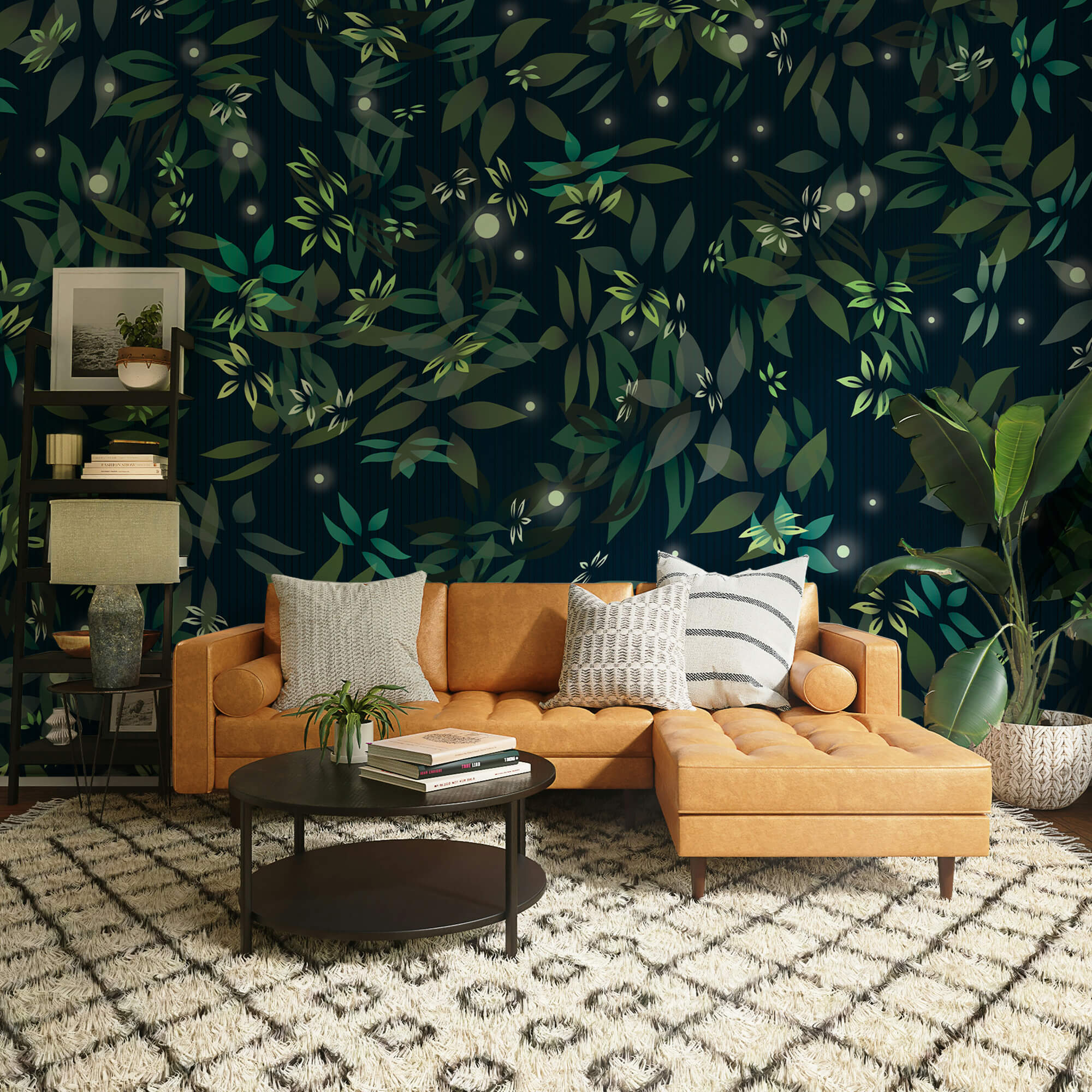 Patrón de hojas y puntos Patrón de hojas y puntos