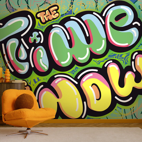 Graffiti de colores sobre fondo verde Graffiti de colores sobre fondo verde