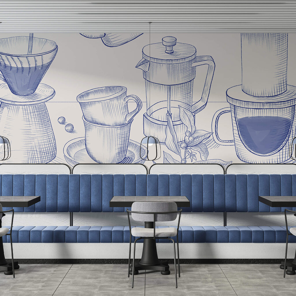 Dibujo del proceso de preparación del café Dibujo del proceso de preparación del café