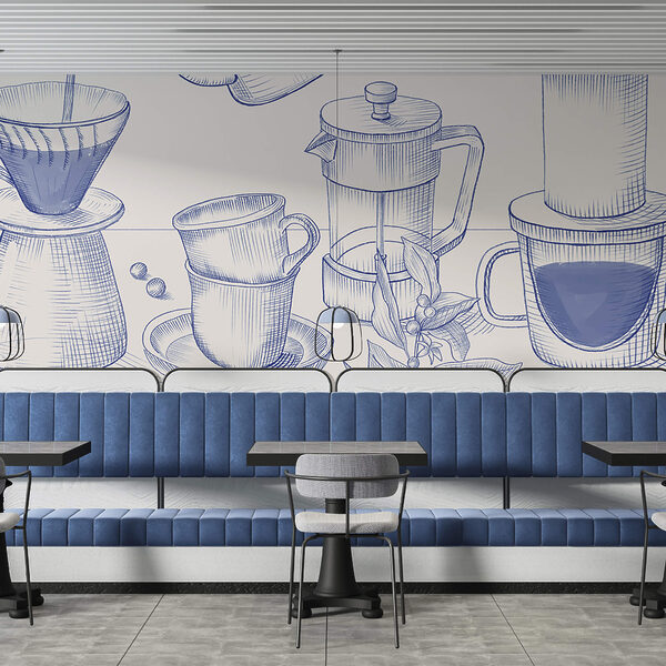 Dibujo del proceso de preparación del café Dibujo del proceso de preparación del café