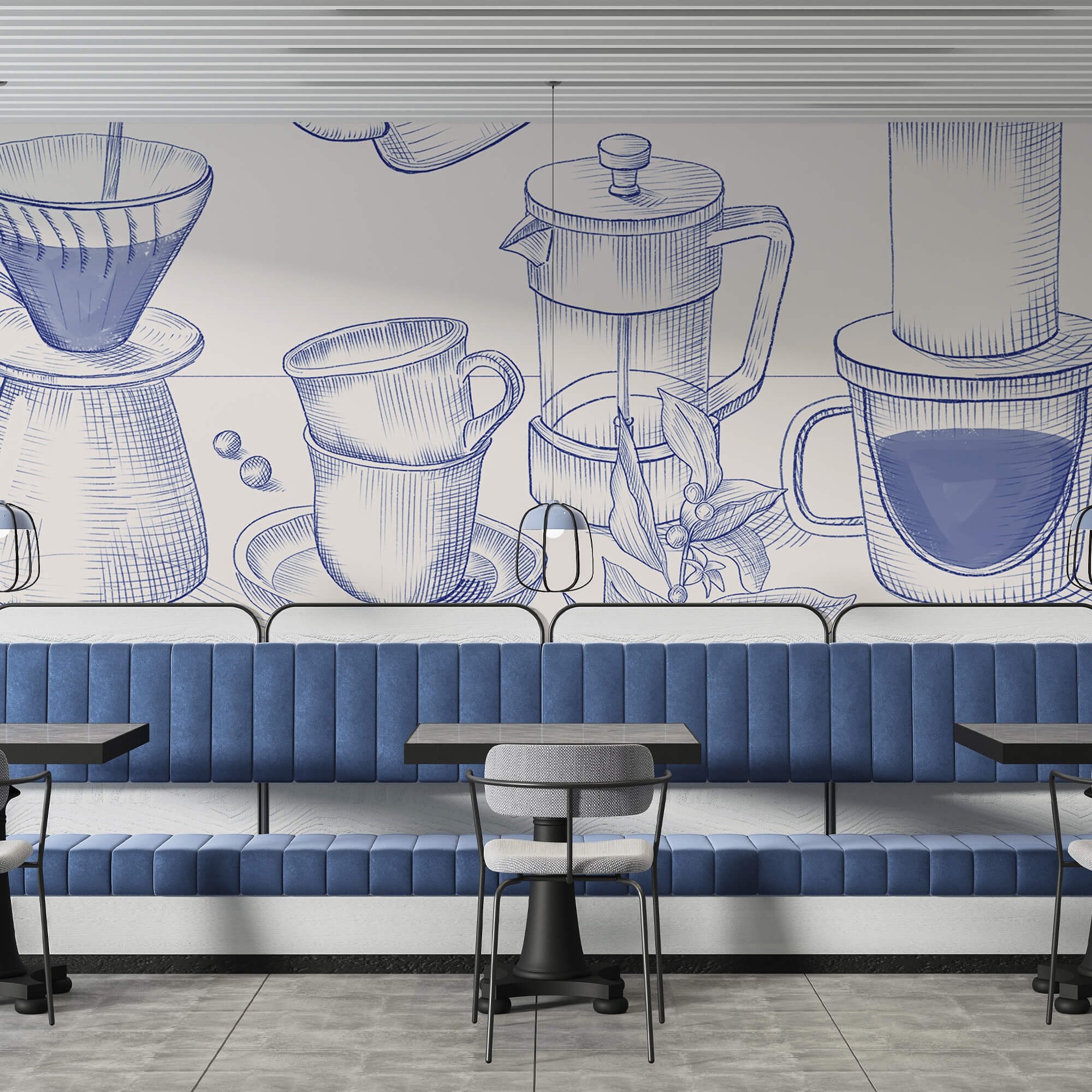 Dibujo del proceso de preparación del café Dibujo del proceso de preparación del café