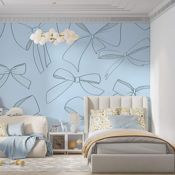 Fotomurales Fotomurales Motivo de lazos sobre fondo azul (SKU: t00281v1)