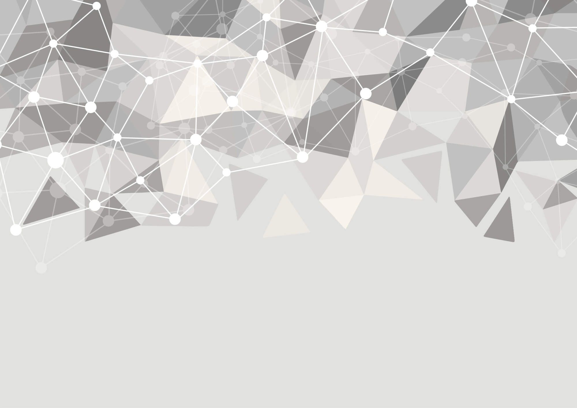 Grey and white background with white dots and triangles