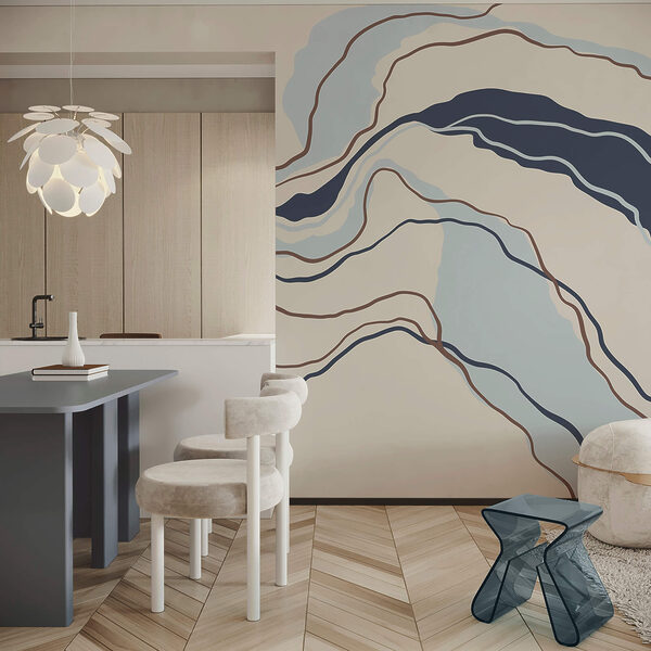 Líneas fluidas en tonos serenos