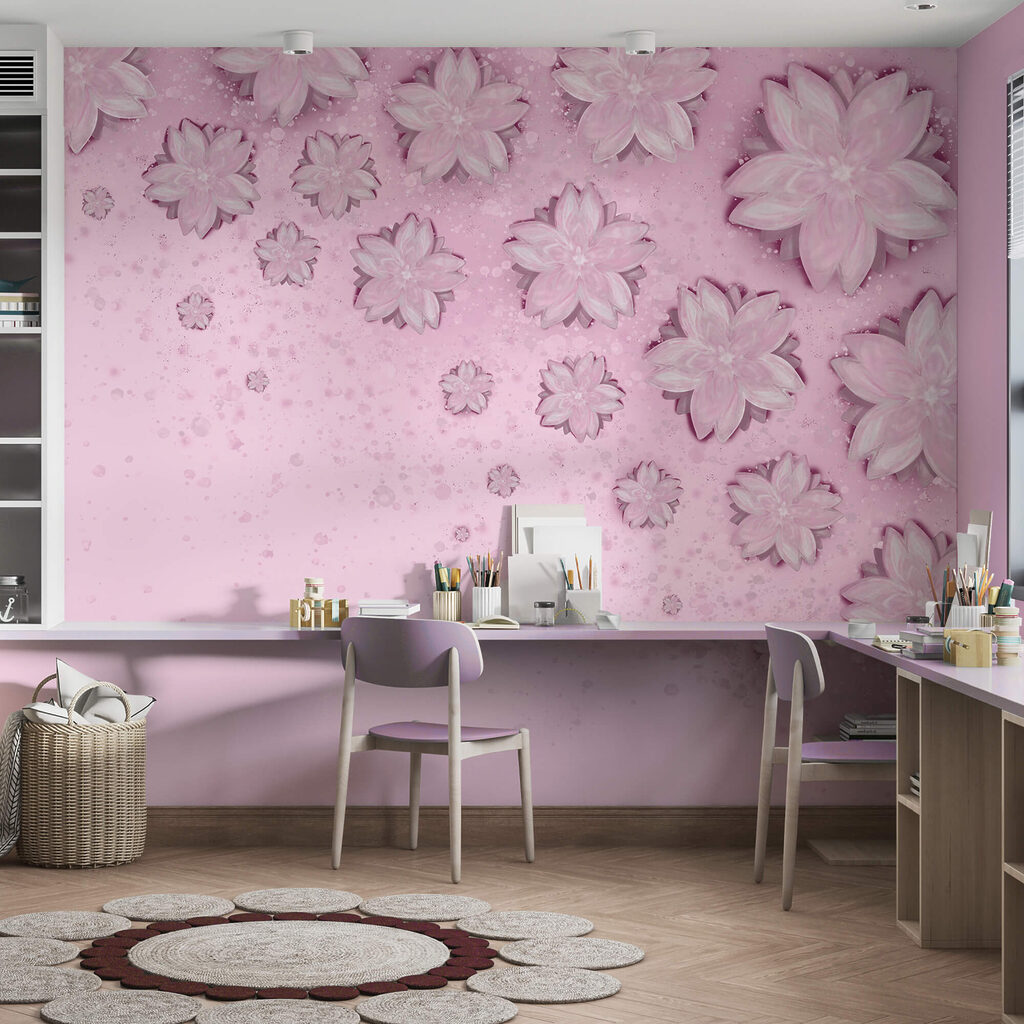 Fondo rosa con flores