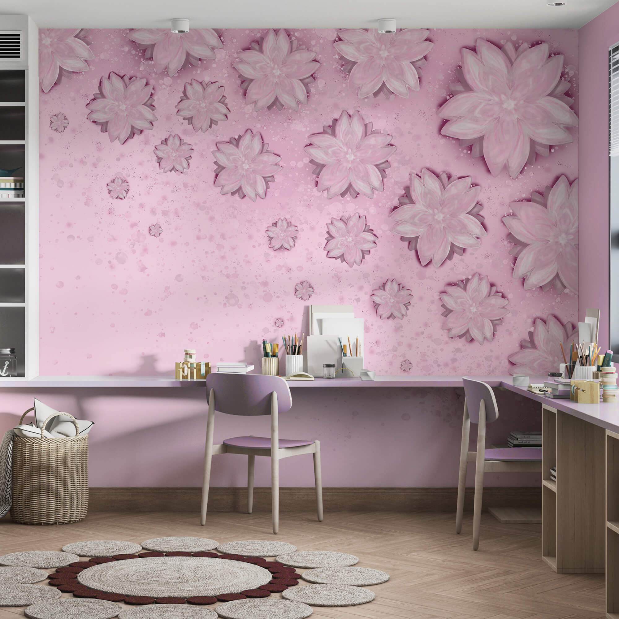 Fondo rosa con flores