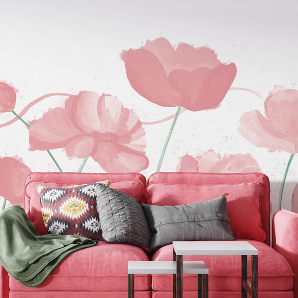 Suaves flores rosadas en delicado movimiento