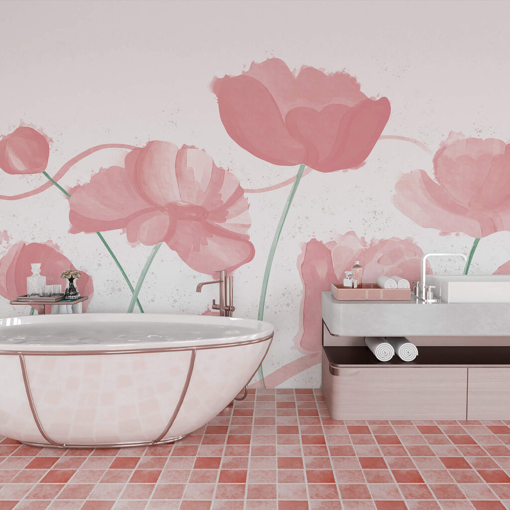Suaves flores rosadas en delicado movimiento