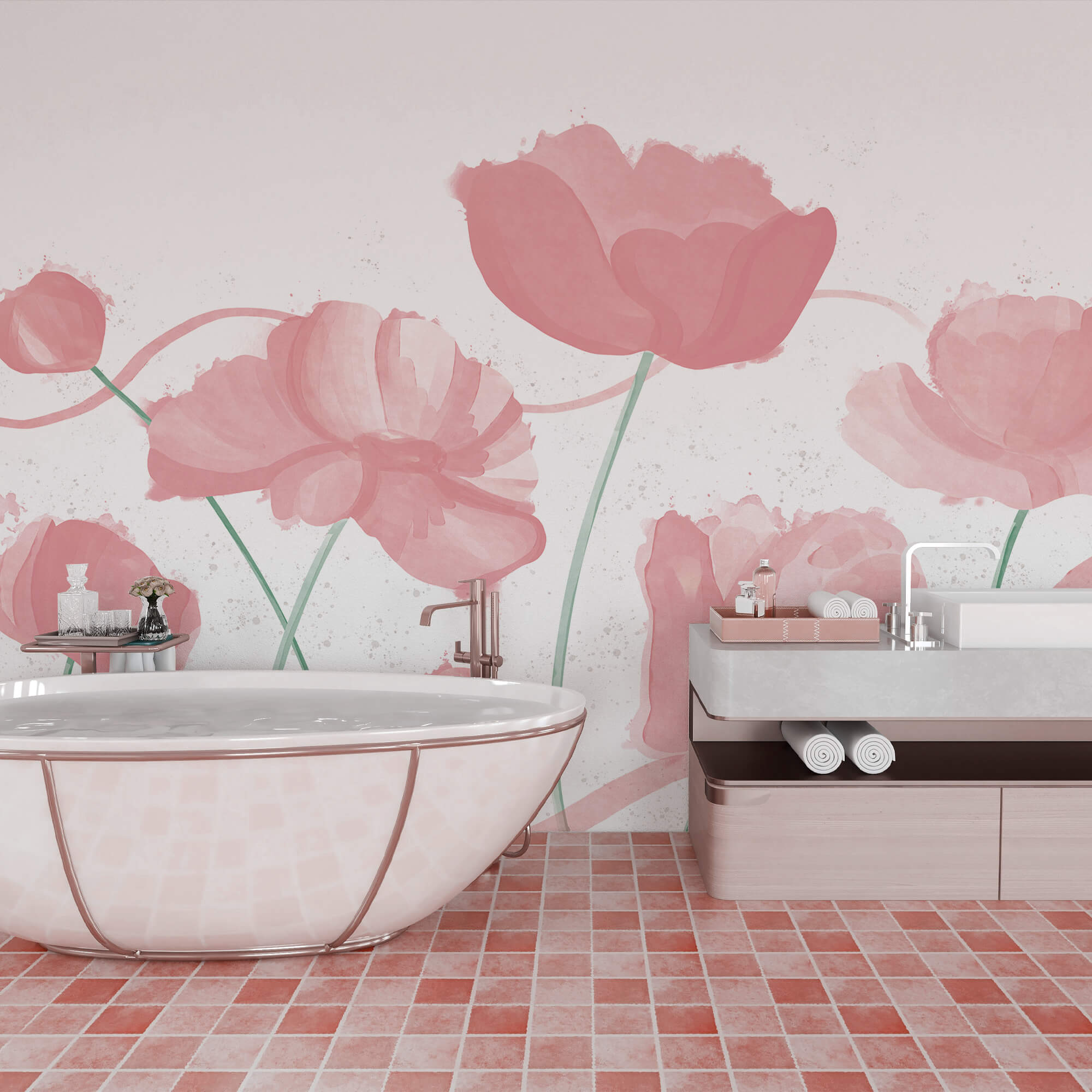Suaves flores rosadas en delicado movimiento