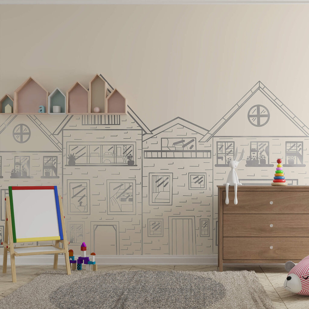 Dibujo de una hilera de casas