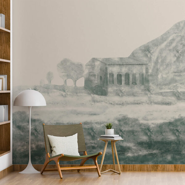 Fotomurales Fotomurales Pintura de un edificio y una montaña (SKU: t00367v1)