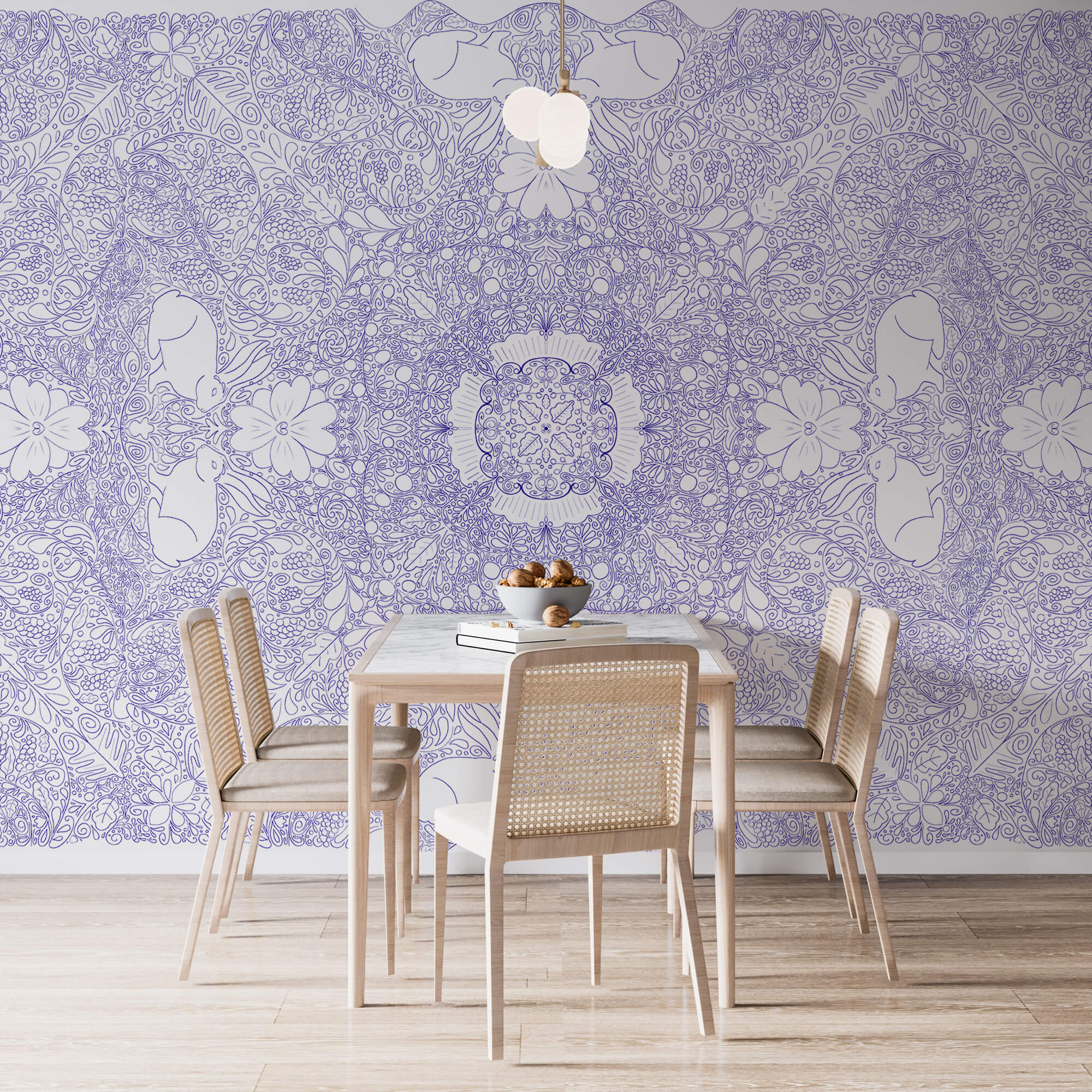 Patrón azul y blanco