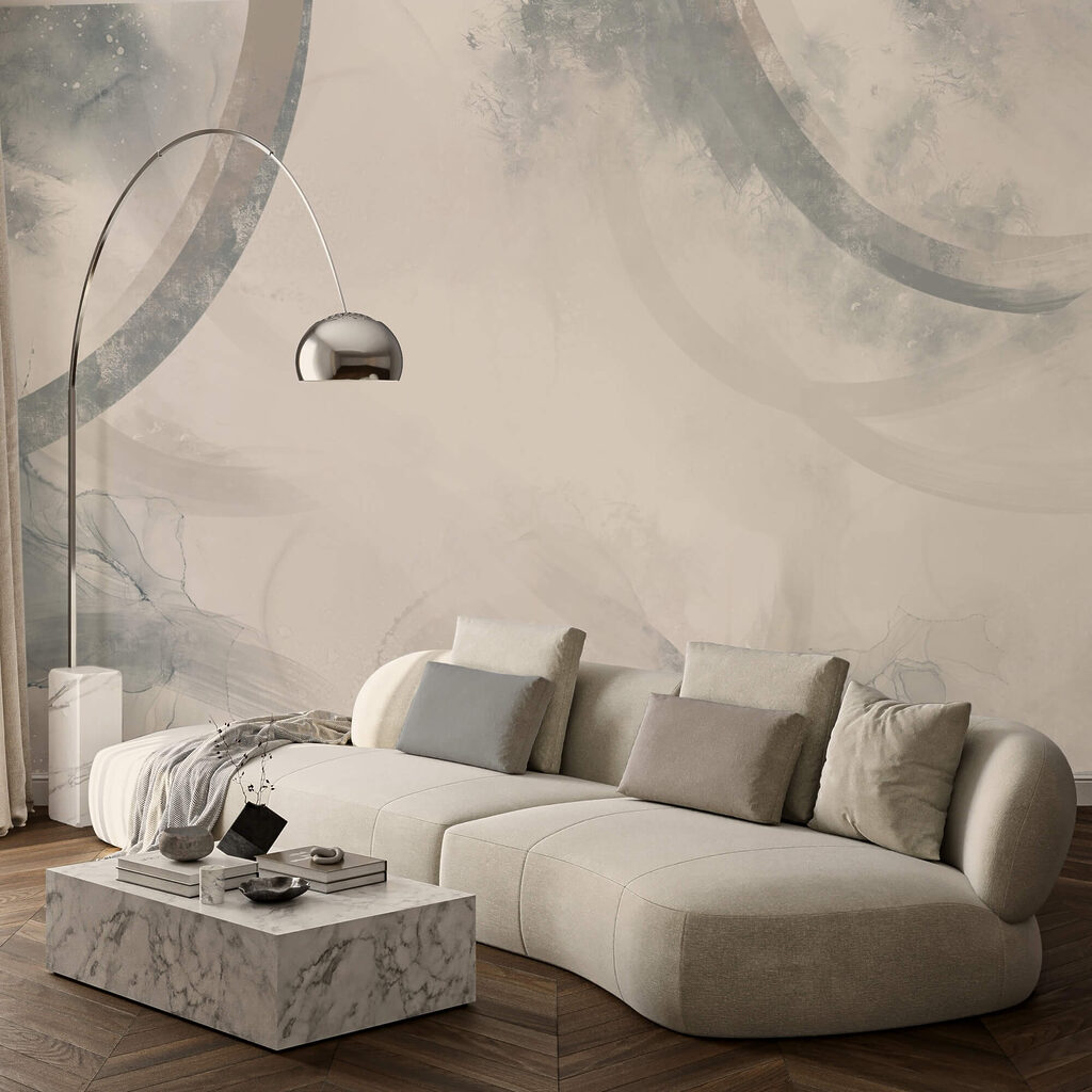 Fondo blanco y gris con círculos blancos y negros