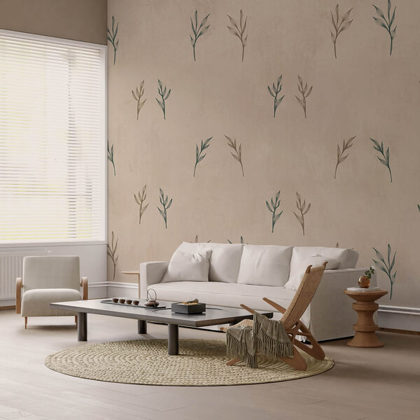 Patrón de hojas sobre fondo beige