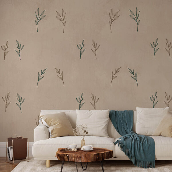 Patrón de hojas sobre fondo beige