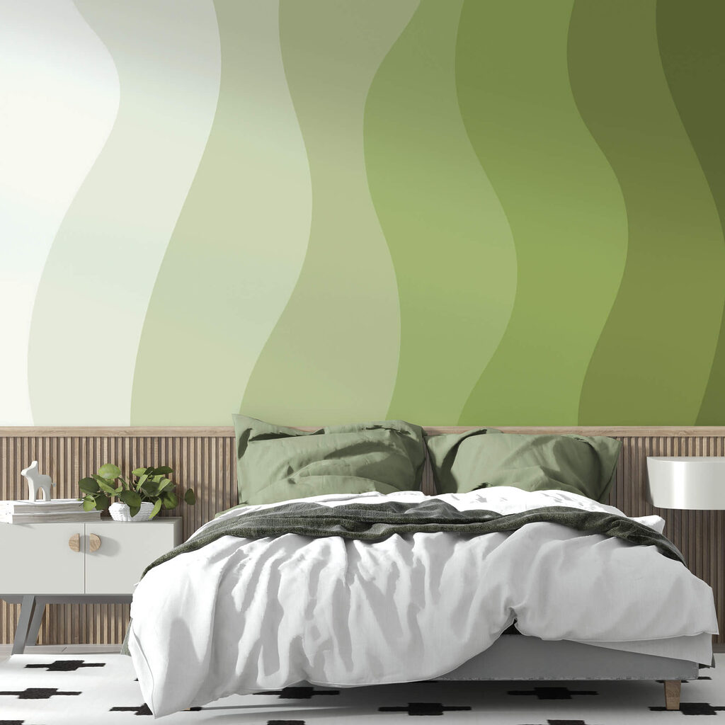 Líneas onduladas verdes y blancas