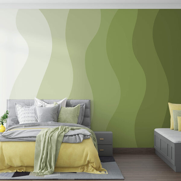 Líneas onduladas verdes y blancas