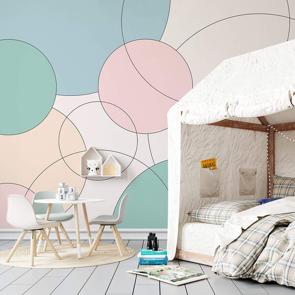 Fotomurales Fotomurales Patrón de círculos y hojas (SKU: t00373v1)