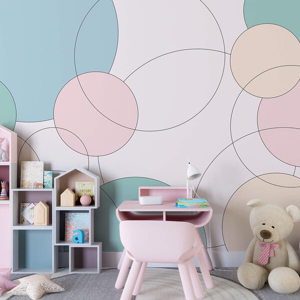 Patrón de círculos y hojas