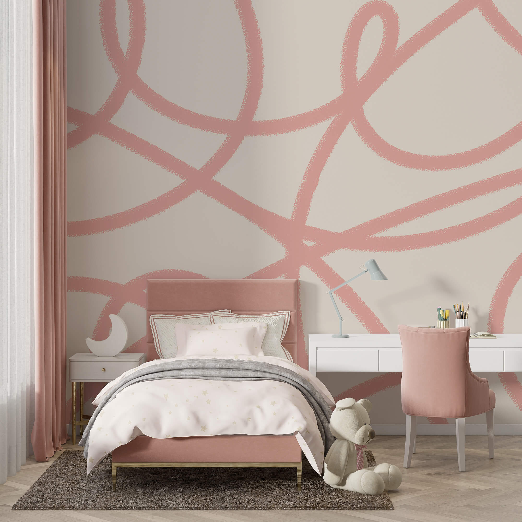 Líneas rosas sobre fondo blanco