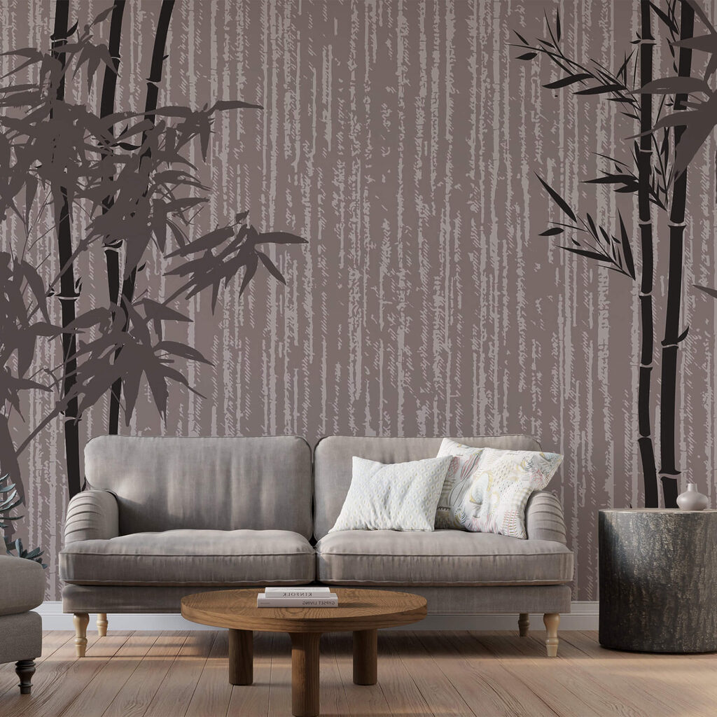 Árboles de bambú en una pared