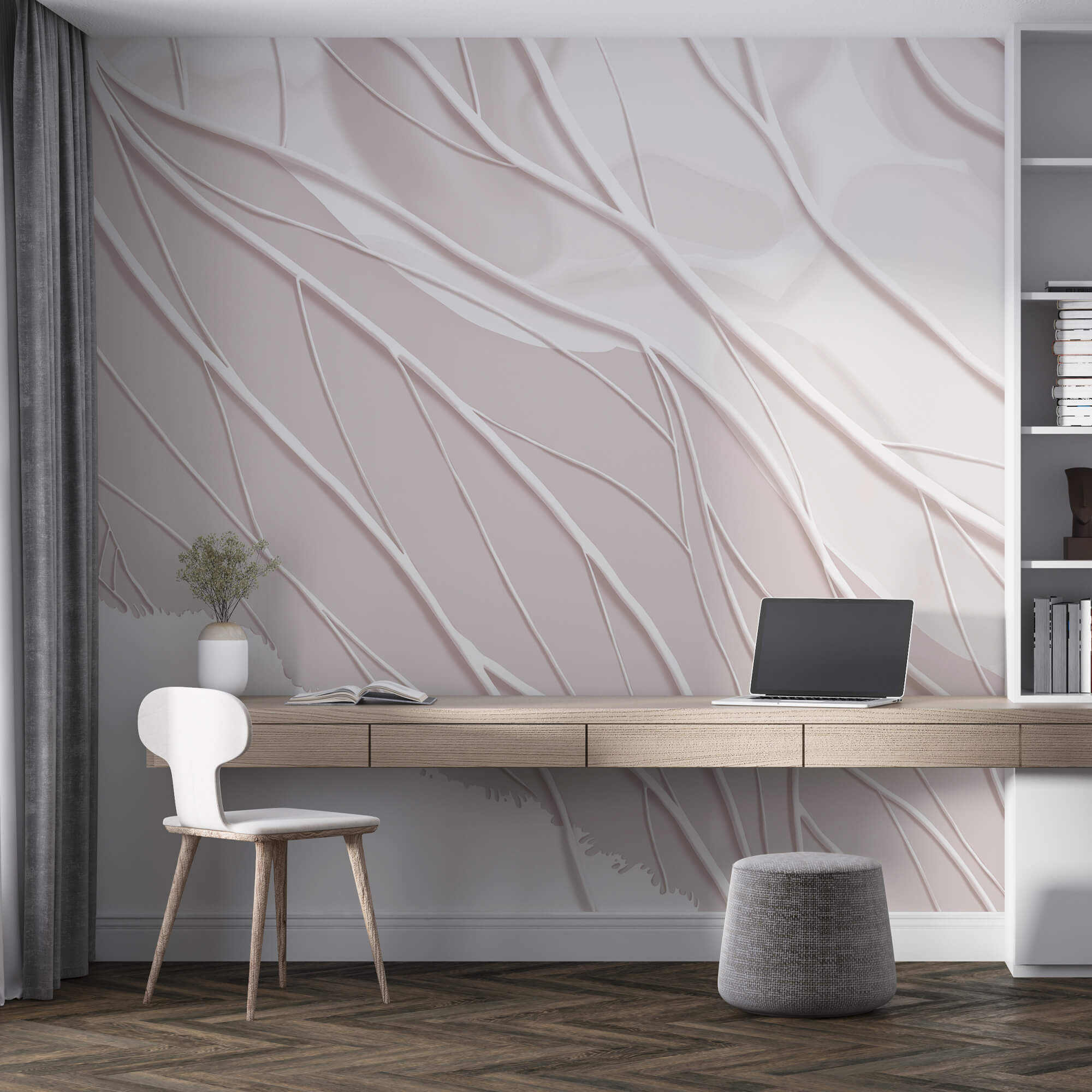 Líneas blancas sobre una superficie blanca