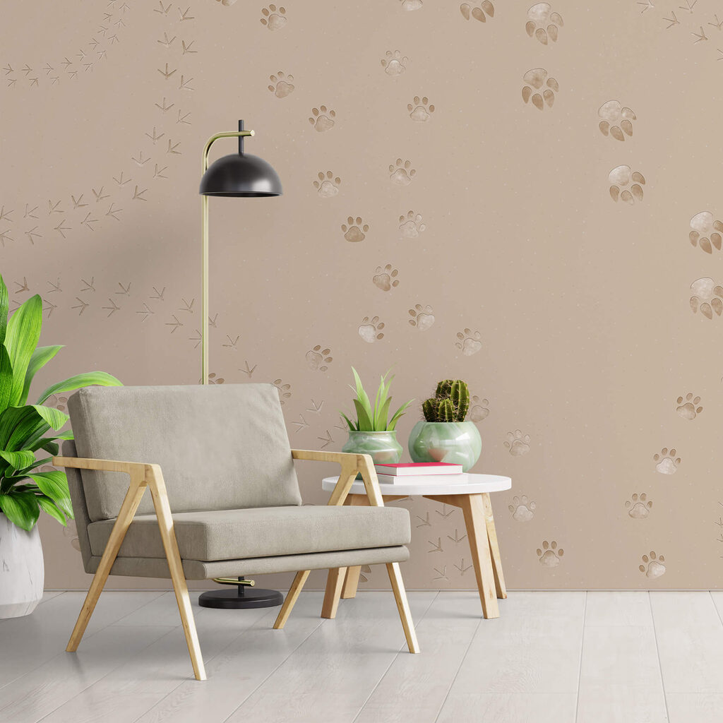 Patrón de huellas de patas y pájaros