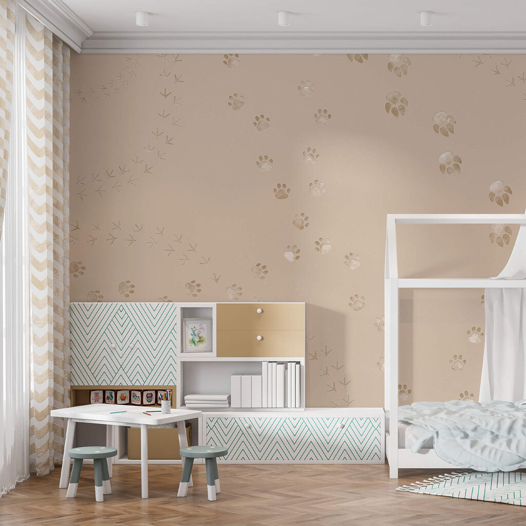 Patrón de huellas de patas y pájaros