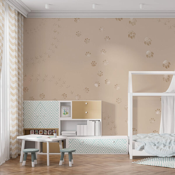 Fotomurales Fotomurales Patrón de huellas de patas y pájaros (SKU: t00410)