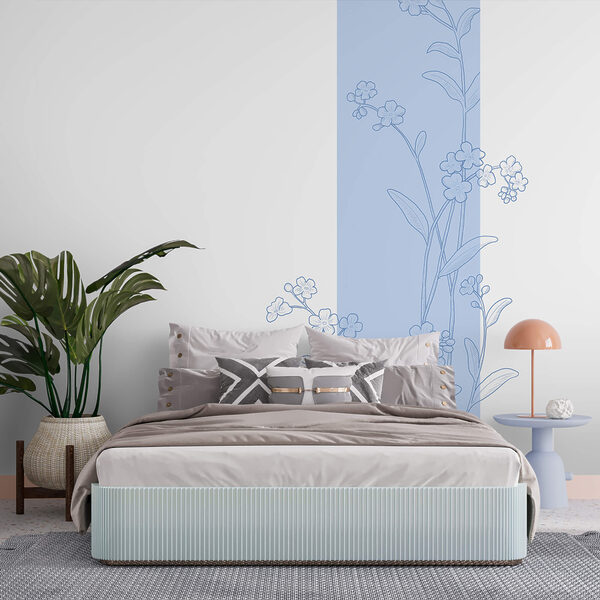 Dibujo de flores azules y blancas