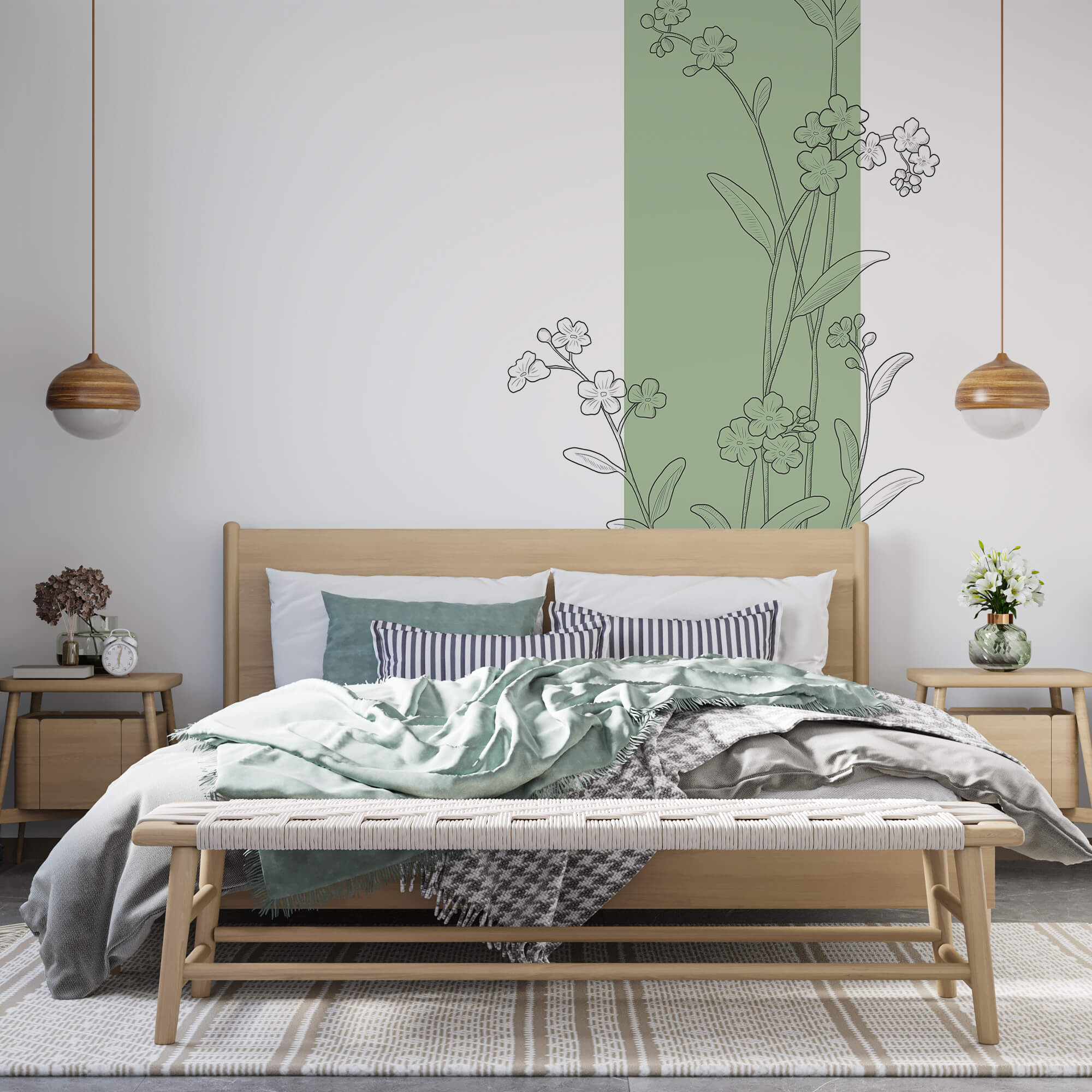 Dibujo de flores y hojas