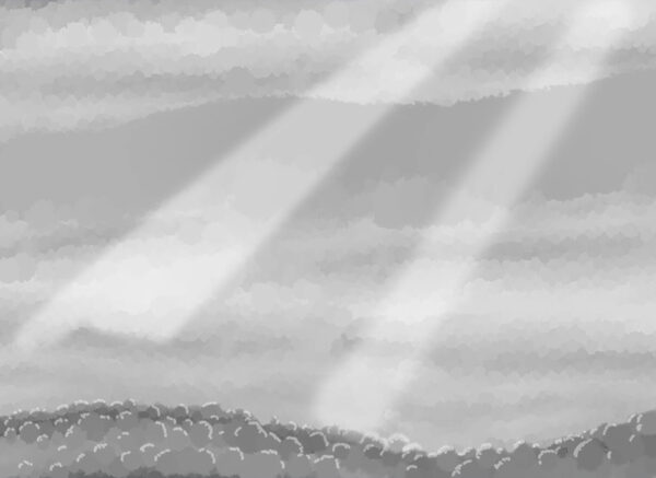 Greyscale image of clouds and sun rays Greyscale image of clouds and sun rays