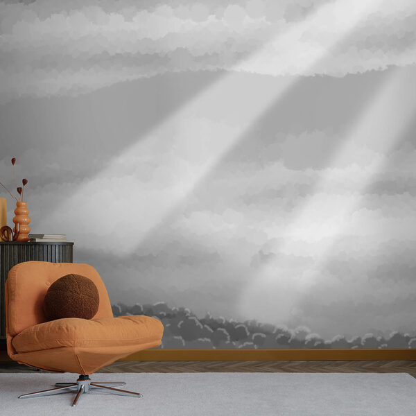 Imagen en escala de grises de nubes y rayos de sol Imagen en escala de grises de nubes y rayos de sol