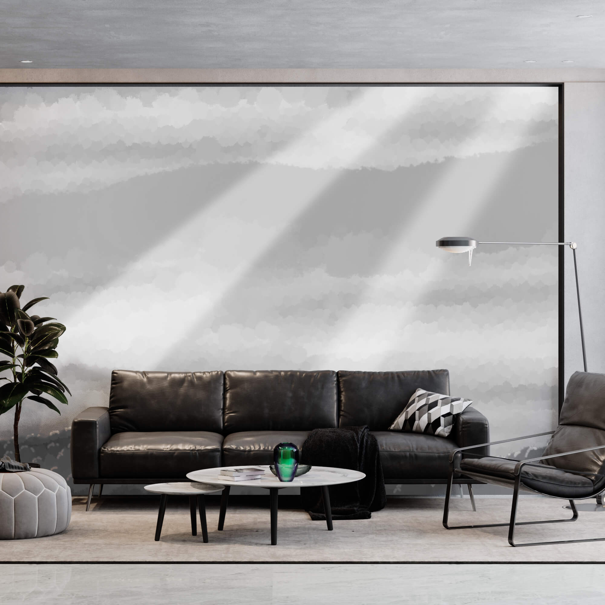 Imagen en escala de grises de nubes y rayos de sol Imagen en escala de grises de nubes y rayos de sol