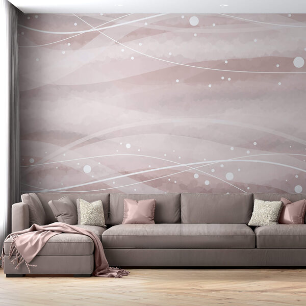 Fotomurales Fotomurales Líneas blancas y puntos sobre fondo rosa (SKU: t00417)