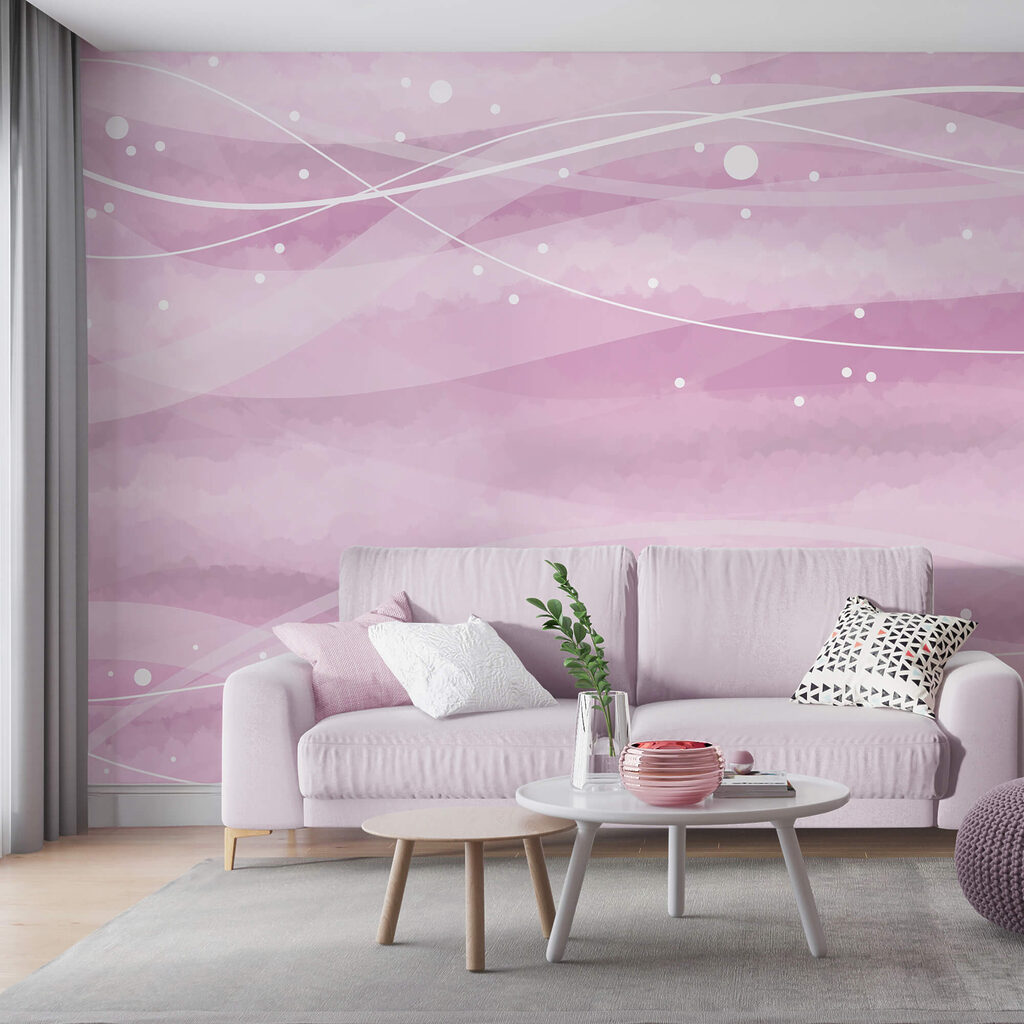 Fondo rosa con líneas y puntos blancos