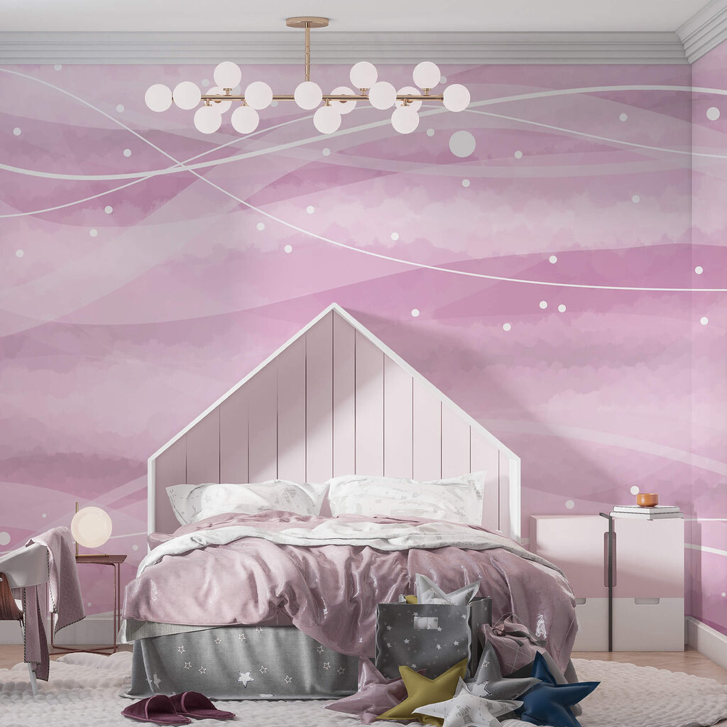 Fondo rosa con líneas y puntos blancos