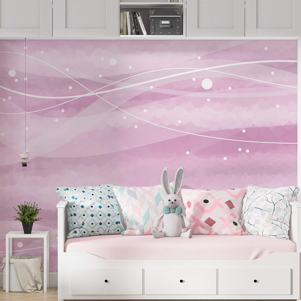 Fondo rosa con líneas y puntos blancos