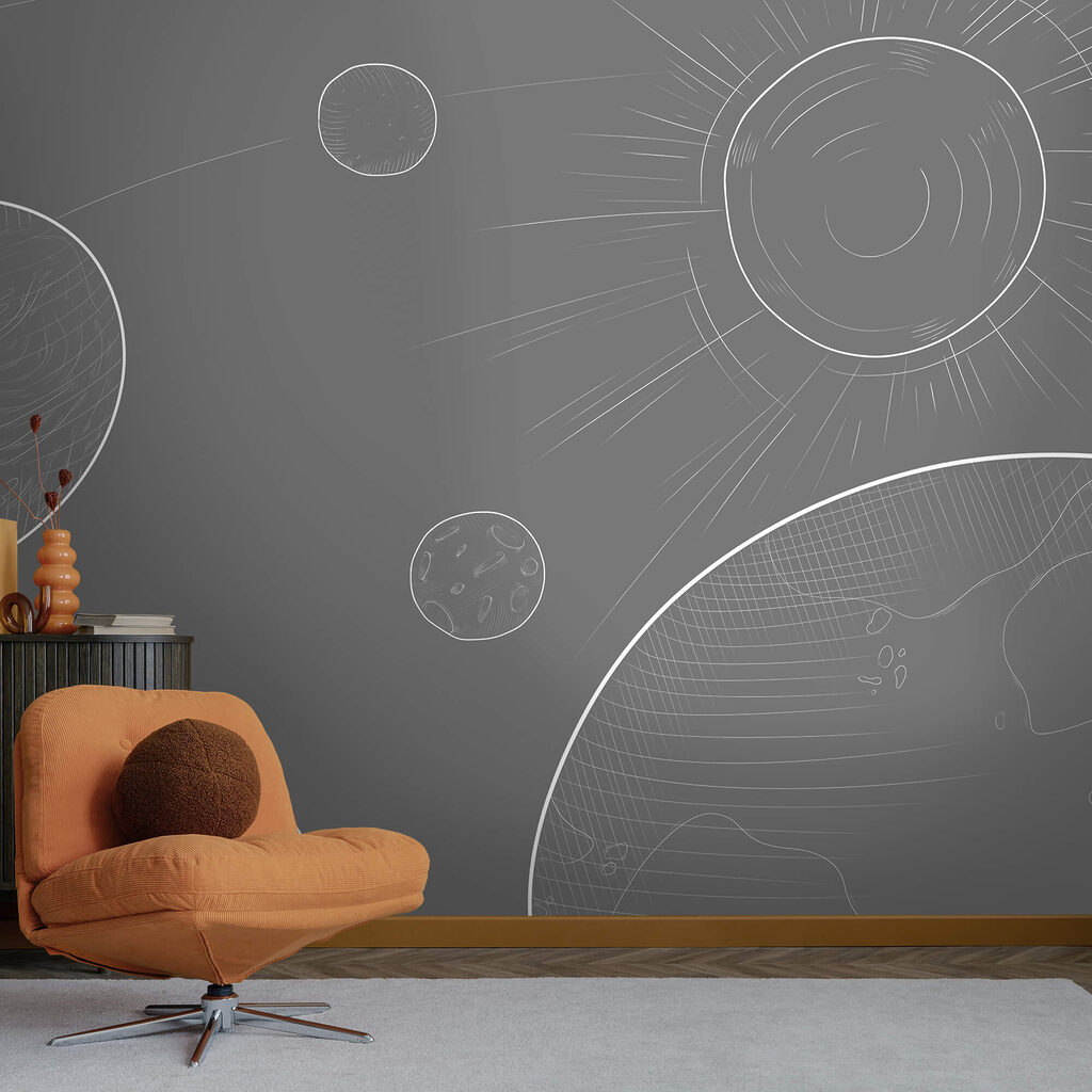 Fondo gris con círculos y sol Fondo gris con círculos y sol