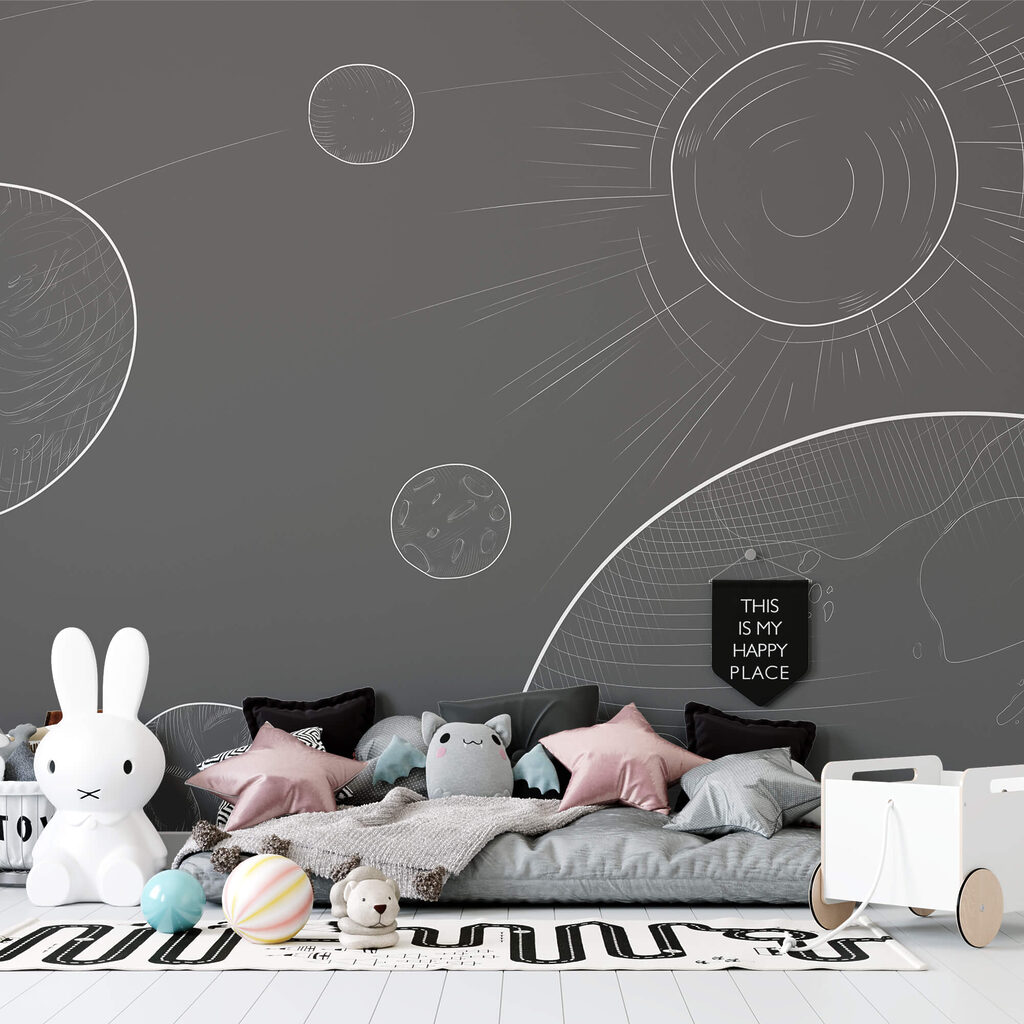 Fondo gris con círculos y sol Fondo gris con círculos y sol